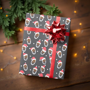 Papel De Regalo Funny foto de un Mascota familiar de Santa Hats Mo