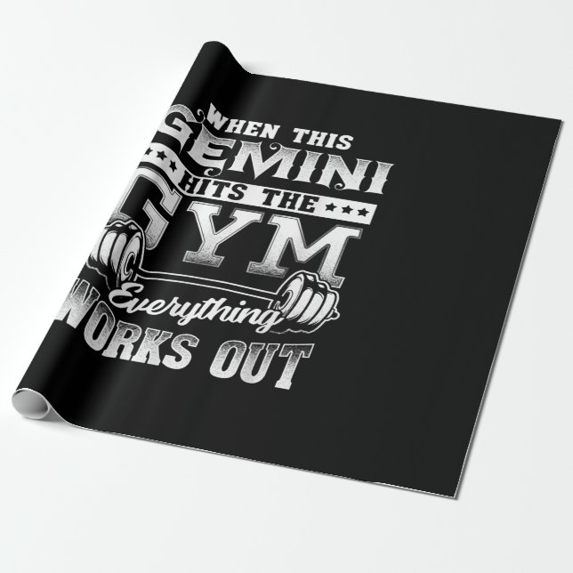 Papel De Regalo Funny Gemini Gym Workout Design (Desenrollado)
