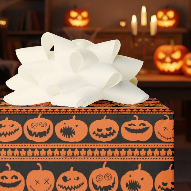 Papel De Regalo Funny Jack O Lanterns Halloween Pumpkin Pattern (Subido por el creador)