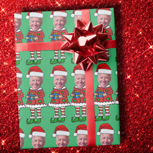 Papel De Regalo Funny Joe Biden Personalizado Face Photo Elf Navid