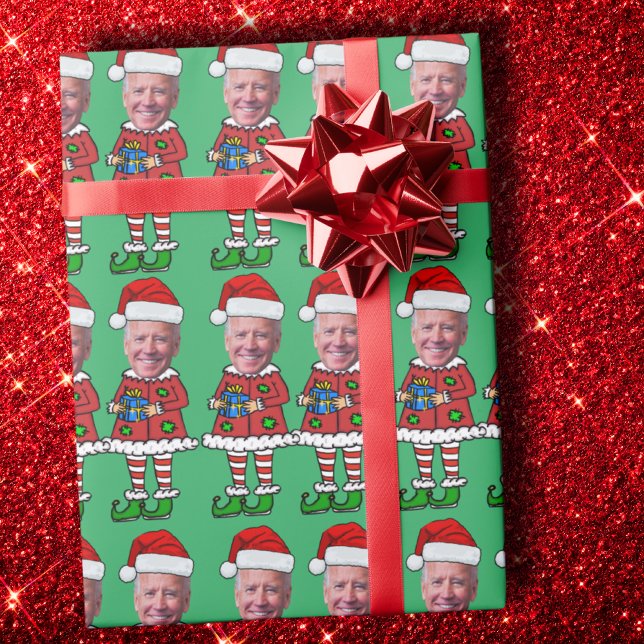 Papel De Regalo Funny Joe Biden Personalizado Face Photo Elf Navid (Subido por el creador)