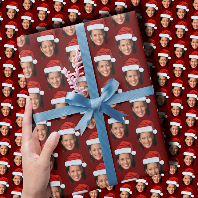 Papel De Regalo Funny Kamala Harris Navidades de Santa Hat (Subido por el creador)