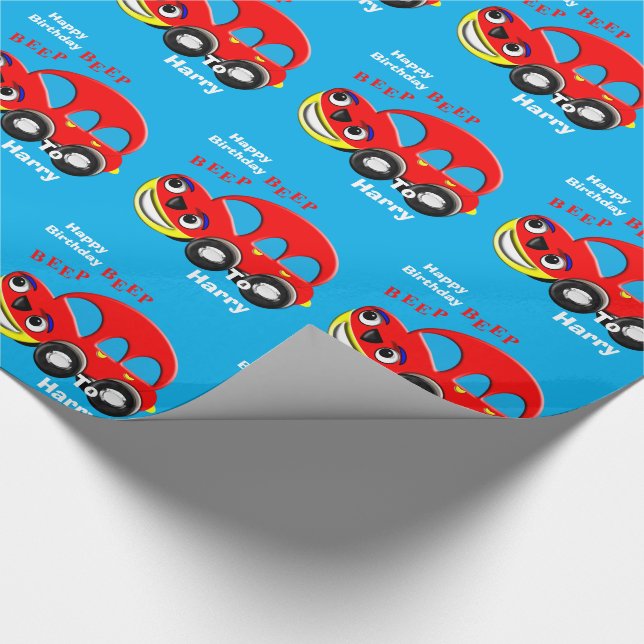 Papel De Regalo Funny Kids Personalizado tema del coche Personaliz (Esquina)
