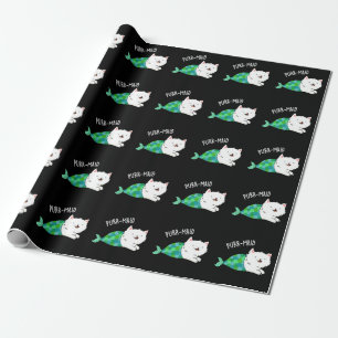 Papel De Regalo Funny Kitty Cat Mermaid Pun Dark BG