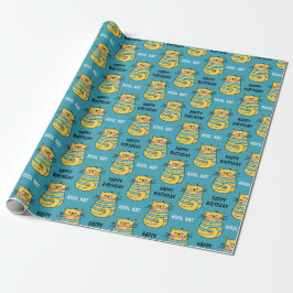 Papel De Regalo Funny Kool Kat Personalizado Blue Birthday