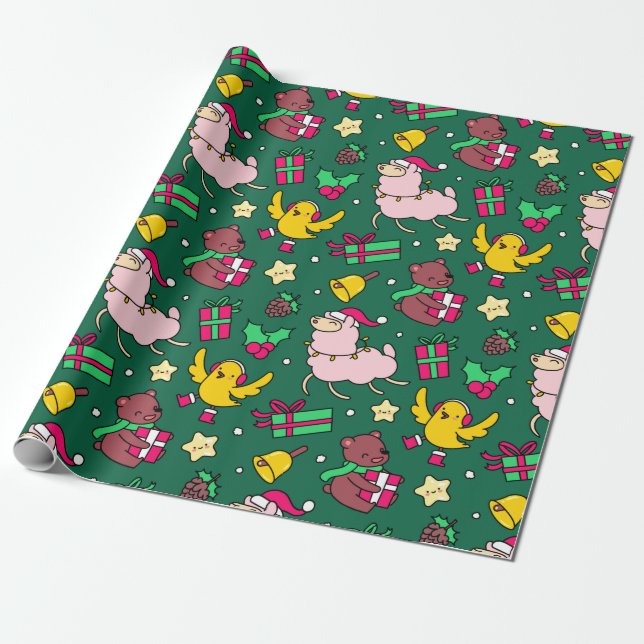 Papel De Regalo Funny Llama Navidades (Desenrollado)