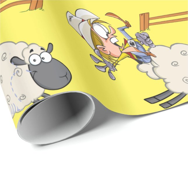 Papel De Regalo Funny Mutton Bustin Kid (Esquina del rollo)