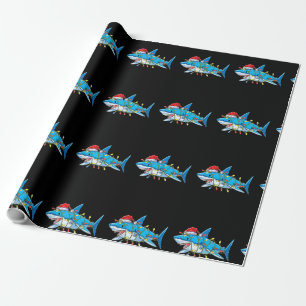 Papel De Regalo Funny Navidades de tiburones de Santa Jaws alumbra