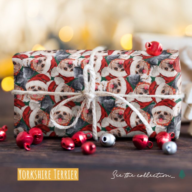 Papel De Regalo Funny Patrón de Navidades Terrier de Yorkshire (Subido por el creador)