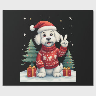 Papel De Regalo Funny Peace Hand Maltese Christmas Lights Womens M