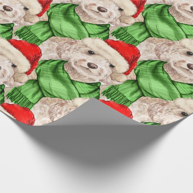 Papel De Regalo Funny Perro Navidades Amante Champagne Cockapoo Wr (Esquina)