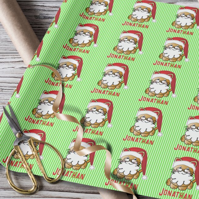 Papel De Regalo Funny Personalizado de Santa Cat personalizada (Subido por el creador)