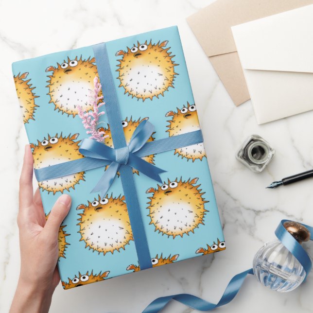 Papel De Regalo Funny Personalizado Puffer Fish Design (Regalar)