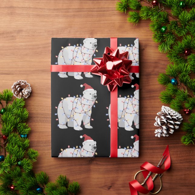 Papel De Regalo Funny Polar Bear Christmas Animal Lights Lover  (Regalo de vacaciones)
