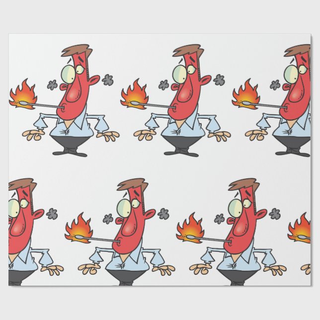 Papel De Regalo Funny Red Face Man with Thermometer Fever (Superficie plana)