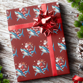 Papel De Regalo Funny regalo de Santa Shark envuelto Ocean Lover p
