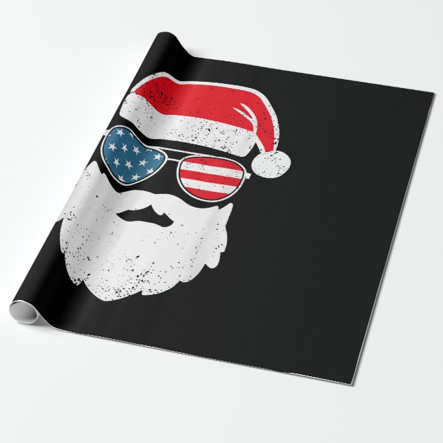 Papel De Regalo Funny Santa Claus Face Gafas de sol Patriótico Ame (Desenrollado)