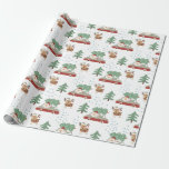 Papel De Regalo Funny Santa Claus Snowy Forrest Navidades<br><div class="desc">Entra en el espíritu festivo con este lindo y moderno Santa Claus entregando regalos en una limusina rodeada de árboles verdes y nieve. Seguramente un papel de envolver que hará tus regalos para el pequeño extra de esta temporada de vacaciones.</div>