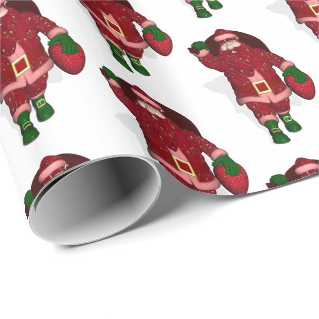Papel De Regalo Funny Santa Claus Strawberry Farmer (Esquina del rollo)