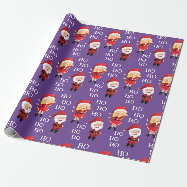 Papel De Regalo Funny Santa Couples Navidades de Navidad HO HO HO  (Desenrollado)