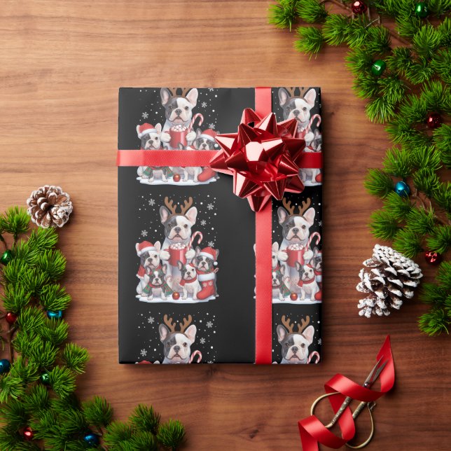 Papel De Regalo Funny Santa French Bulldog Dogs Christmas Xmas  (Regalo de vacaciones)