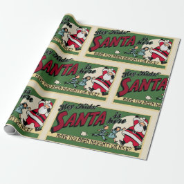 Papel De Regalo Funny Santa "traviesa o agradable" Navidades retro