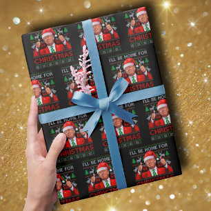 Papel De Regalo Funny Santa Trump Estaré en casa para Navidades