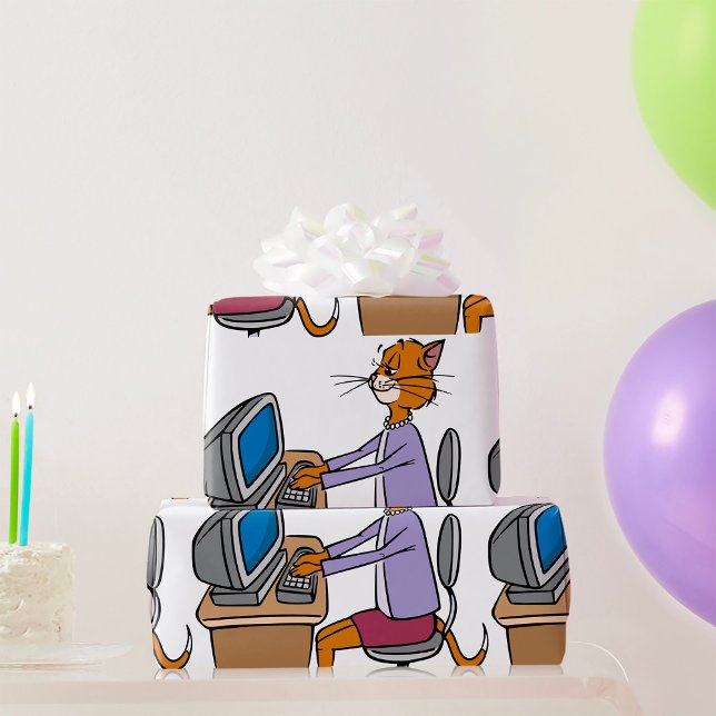 Papel De Regalo Funny Secretary Cat Personalizado Office Humor (Subido por el creador)