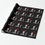 Papel De Regalo Funny Skeleton in Santa hat Christmas<br><div class="desc">Cool cute fun skeleton wearing Santa hat and holding candy cane Christmas cartoon is popular with skeleton lovers and Goths and satire lovers for Christmas holidays.</div>