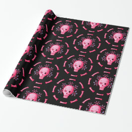 Papel De Regalo Funny Skull Design - Calavera rosa con gusano feli