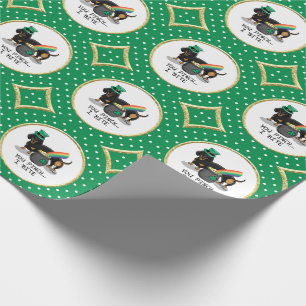 Papel De Regalo Funny St. Patrick's Day Dachshund (negro y broncea