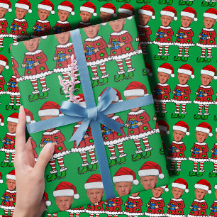 Papel De Regalo Funny Trump Elf Personalizado Face foto de Navidad