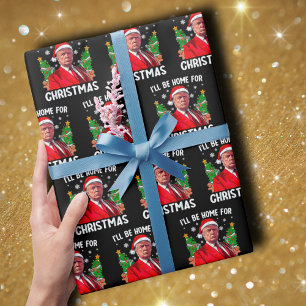 Papel De Regalo Funny Trump Santa Hat Estaré en casa para Navidade