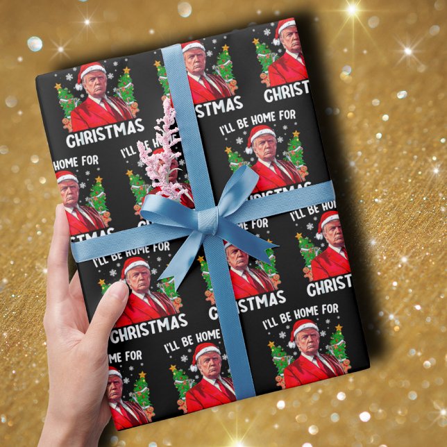 Papel De Regalo Funny Trump Santa Hat Estaré en casa para Navidade (Subido por el creador)