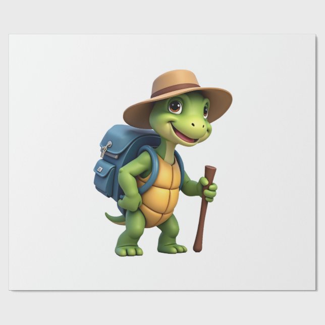 Papel De Regalo Funny Turtle Hiking Graphic Camping Lover Adventur (Superficie plana)
