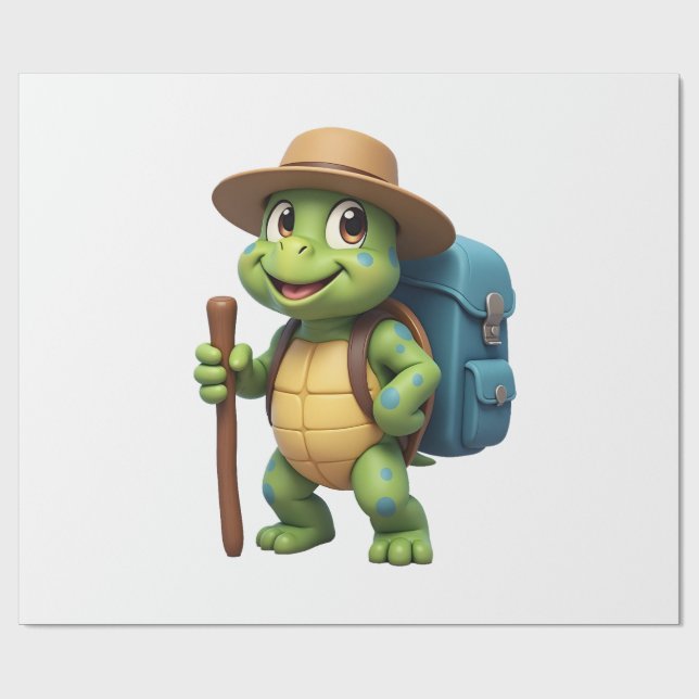 Papel De Regalo Funny Turtle Hiking Graphic Camping Lover Adventur (Superficie plana)