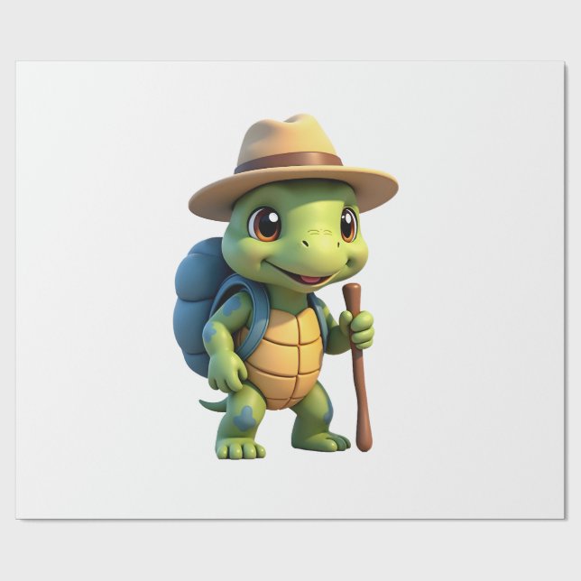 Papel De Regalo Funny Turtle Hiking Graphic Camping Lover Adventur (Superficie plana)