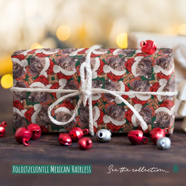 Papel De Regalo Funny Xoloitzcuintli Navidades mexicanos sin pelo (Subido por el creador)
