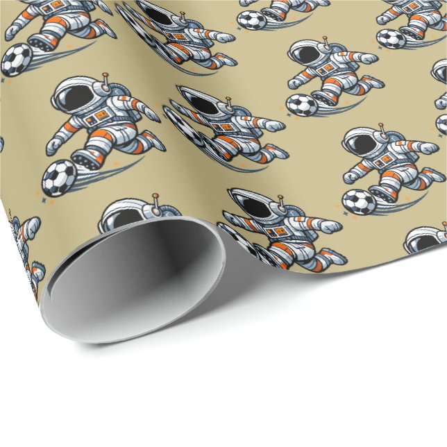 Papel De Regalo Fútbol Astronauta (Esquina del rollo)