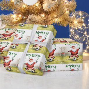 Papel De Regalo Fútbol con tema navideño para jugador con balón