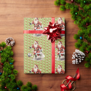 Papel De Regalo Fútbol con tema navideño para jugador con balón