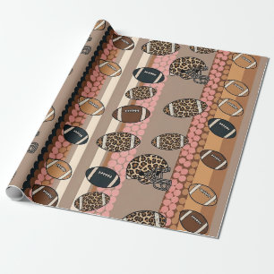 Papel De Regalo Fútbol Coquette Arco Iris Estampado de Leopardo (3