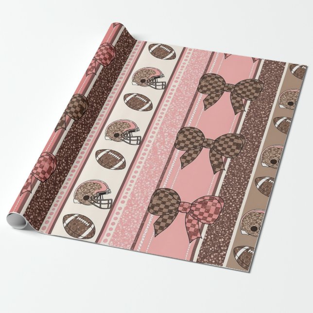 Papel De Regalo Fútbol Coquette con estampado de leopardo (2) (Desenrollado)