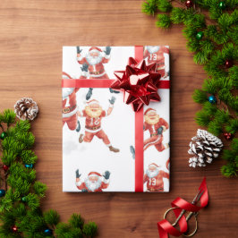 Papel De Regalo Fútbol de Navidad con Papá Noel