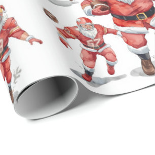 Papel De Regalo Fútbol de Navidad con Papá Noel