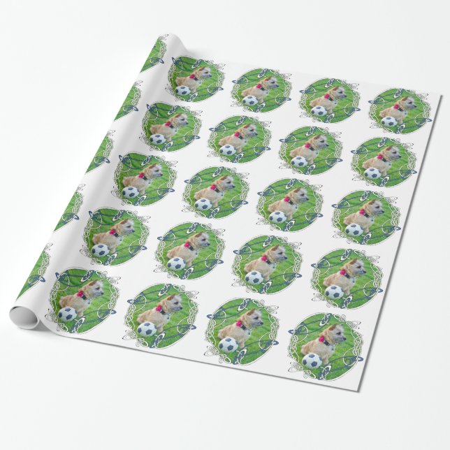 Papel De Regalo Fútbol de Terrier Cairn (Desenrollado)
