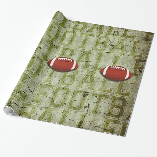 Papel De Regalo Fútbol Grunge Verde Funky (Desenrollado)