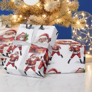 Papel De Regalo Fútbol Navidad con Papá Noel