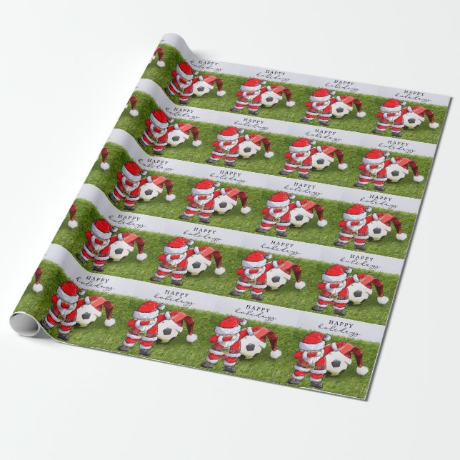 Papel De Regalo Fútbol Navidades Santa Dabbing (Desenrollado)