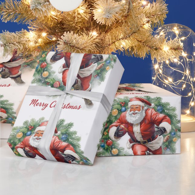Papel De Regalo Fútbol navideño con Papá Noel (Vacaciones)